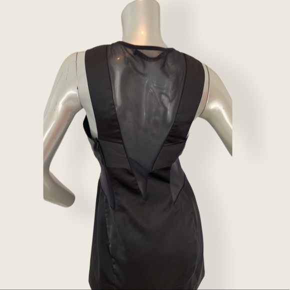 All Saints Black Mesh Cutout Mini Sleeveless Dress - Picture 5 of 16